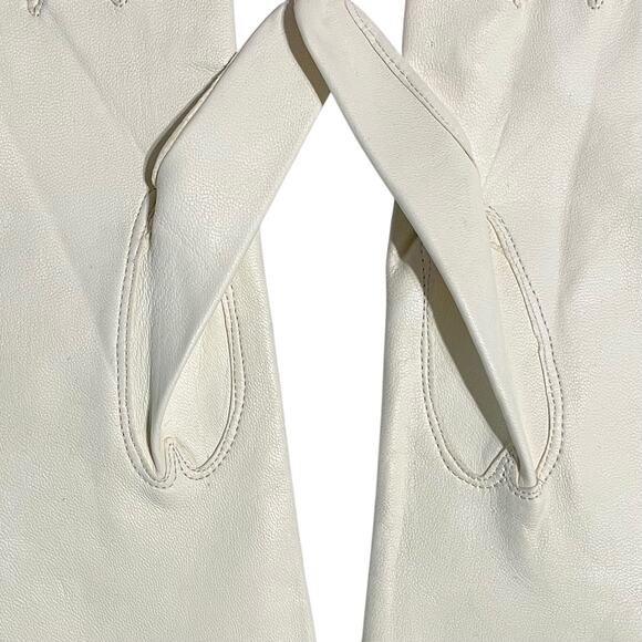 NWT Vintage Kid Skin Leather White Deadstock Wrist Long Evening Gloves Sz 7.25